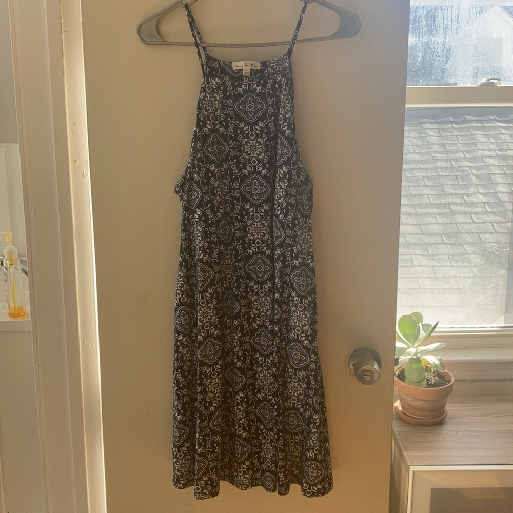 Blue and white shift dress- size L